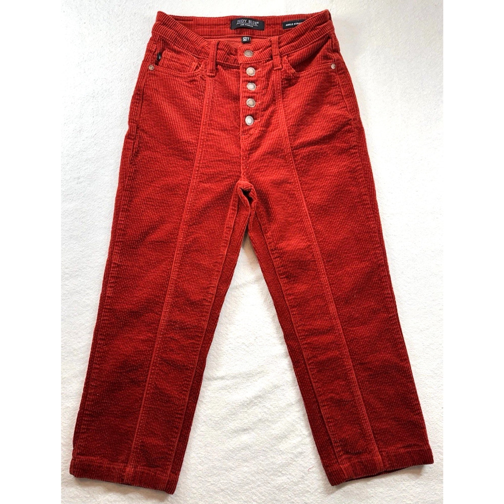 Judy Blue Pants Ankle Straight Corduroy Button Fly Rust Sz 5/27 - Picture 2 of 10